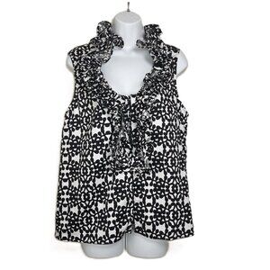 Anne Fontaine Boho Corset Back Ruffle Dual Zip Sleeveless Top Romantic